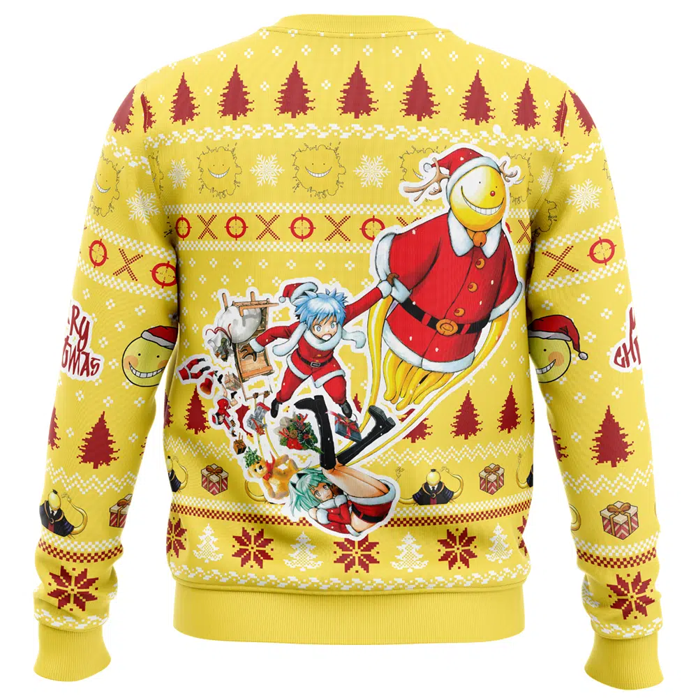 Merry Christmas Assassination Classroom Ugly Christmas Sweater BACK mockup - Assassination Classroom Merch